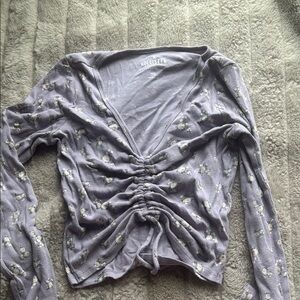 Hollister Purple Ruched Long Sleeve Blouse